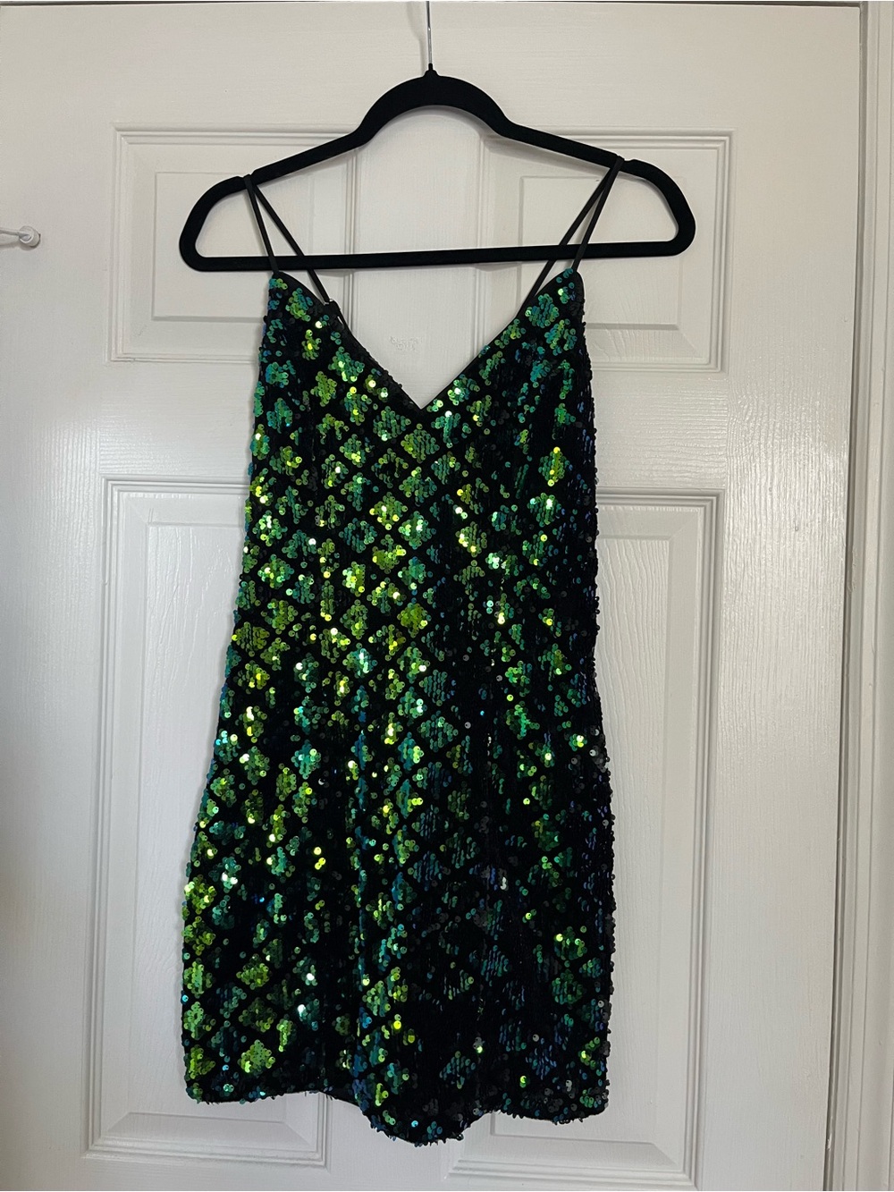 Sequin Cocktail Dress Green and Blue Dress